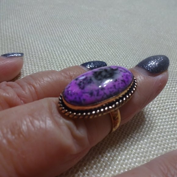 Gorgeous "DENDRITE OPAL" Handmade Copper Ring Size 7 #417B - Picture 3 of 3